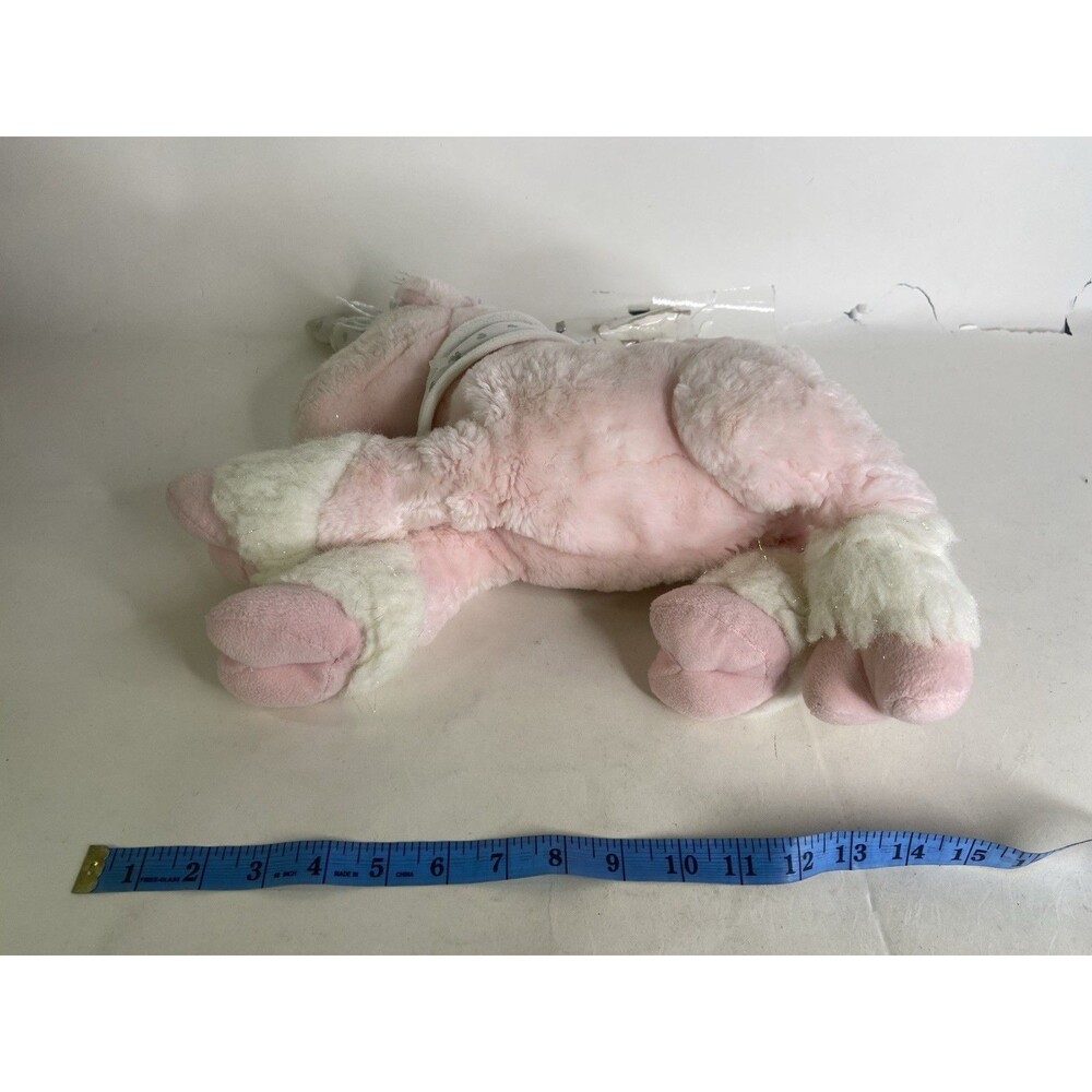 Vintage Commonwealth Unicorn Pink Pastel Rainbow Yarn Sparkle Stuffed Animal Toy - Picture 15 of 15